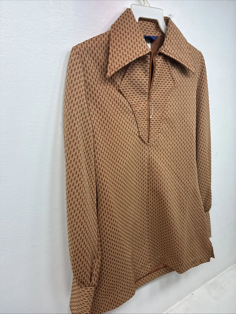 New Women’s Panhandle Slim Brown Half Zip Long Sleeve Size 10 TT-56