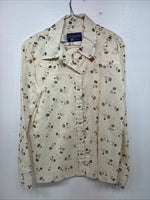 New Womens Panhandle Slim Yellow Floral Long Sleeve Pearl Snap Size 14 KK-9