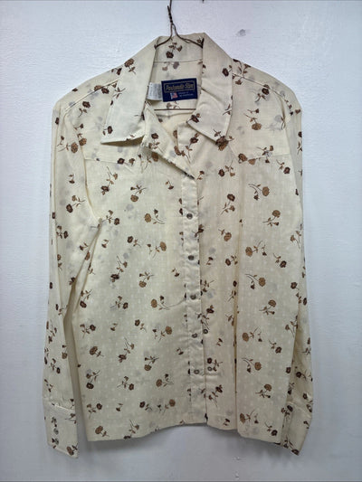 New Womens Panhandle Slim Yellow Floral Long Sleeve Pearl Snap Size 14 KK-9
