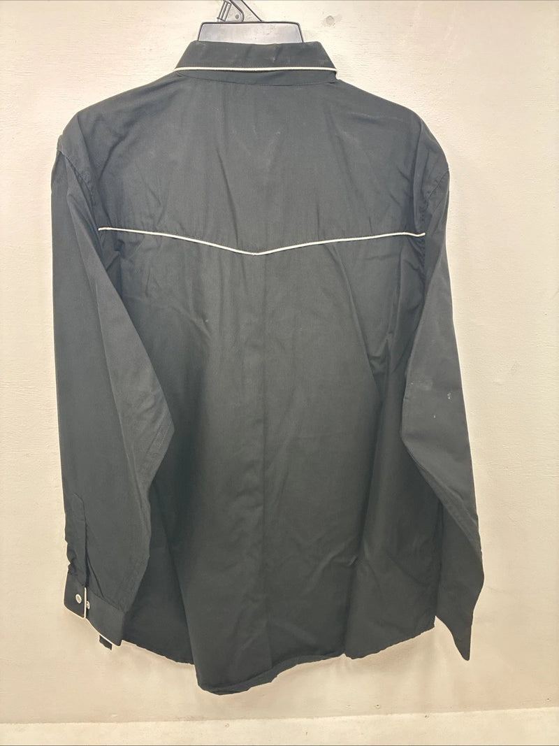 New Women’s Western Express Black Design Long Sleeve Pearl Snap 2XL GG-15