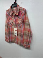 New Girls Cumberland Pink Plaid Long Sleeve Pearl Snap Small MM-13