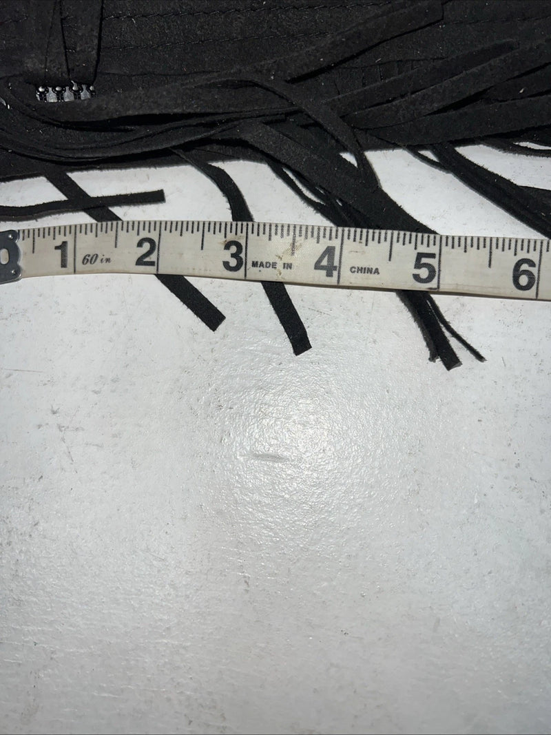 New Black Tough 1 Show Chaps With Fringe Adjustable Waist 40” N-32