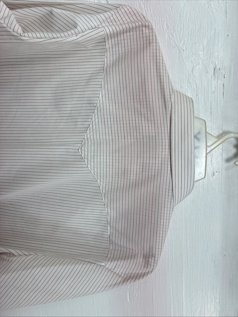 New Men’s H Bar C White Stripe Long Sleeve Pearl Snap 16.5 Large AA-38