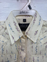 New Kids White Horse Yellow Floral Long Sleeve Pearl Snap Medium DD-48
