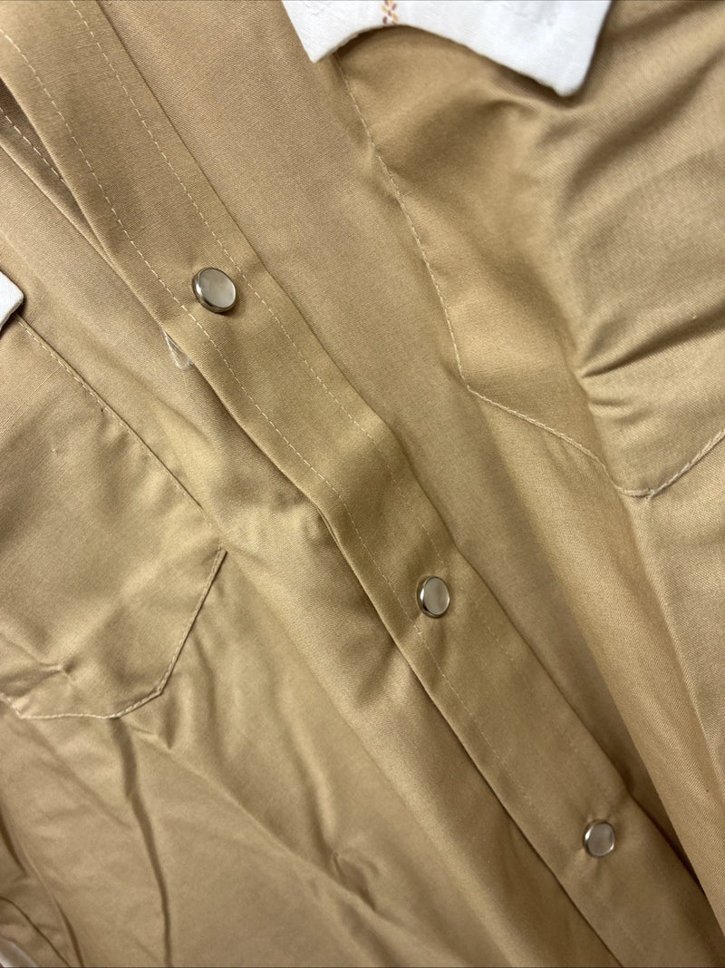 New Women’s Mustang Brown Designed Long Sleeve Pearl Snap Size 16 TT-89