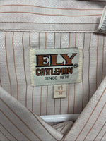 New Men’s ELY Cattleman Pink Stripe Long Sleeve Pearl Snap 17.5 X 34 XL T-31