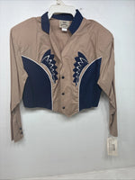 New Women’s 1849 RanchWear Blue Deign Long Sleeve Button Up XL TT-40