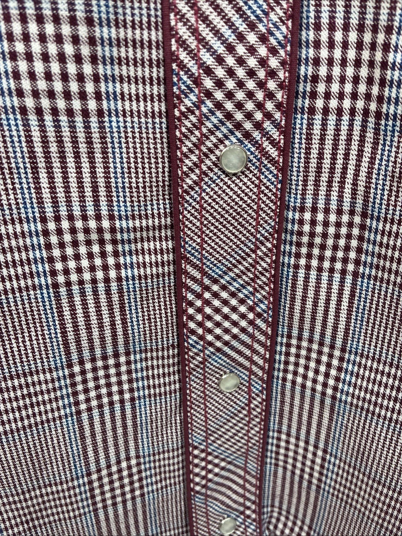 New Men’s Champion Western Red Plaid Long Sleeve Pearl Snap 16.5 Large X-68