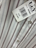 New Men’s ELY Cattleman Stripe Short Sleeve Pearls Snap 18.5 2XL F-63