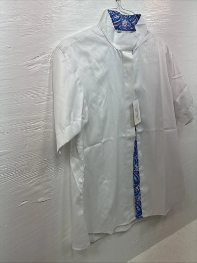 New Women’s Royal Highness White Designed Short Sleeve English Shirt 40 DD-34