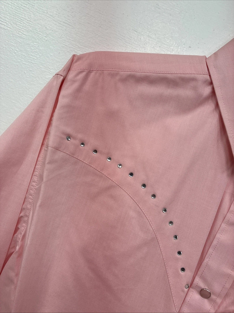 New Women’s White Horse Pink Gem Long Sleeve Pearl Snap Large II-75