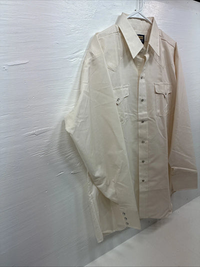 New Men’s Panhandle Slim Off White Design Long Sleeve Pearl Snap 17.5 XL T-18