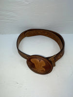 New Brown Genuine Leather Eagle Tooled 34” Belt #WS641 Z-139