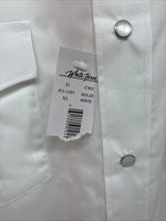 New Men’s White Horse Simple White Western Short Sleeve Pearl Snap XL T-12