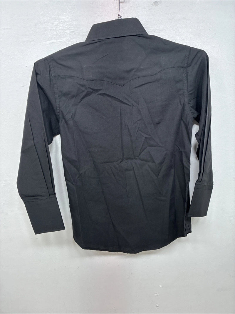 New Kids White Horse Black Long Sleeve Pearl Snap Medium YY-54