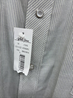 New Men’s White Horse Gray Strip Long Sleeve Pearl Snap 3XL E-61