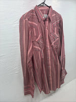 New Men’s H Bar C Pink Stripe Long Sleeve Pearl Snap 15.5 X 34 Medium T-75