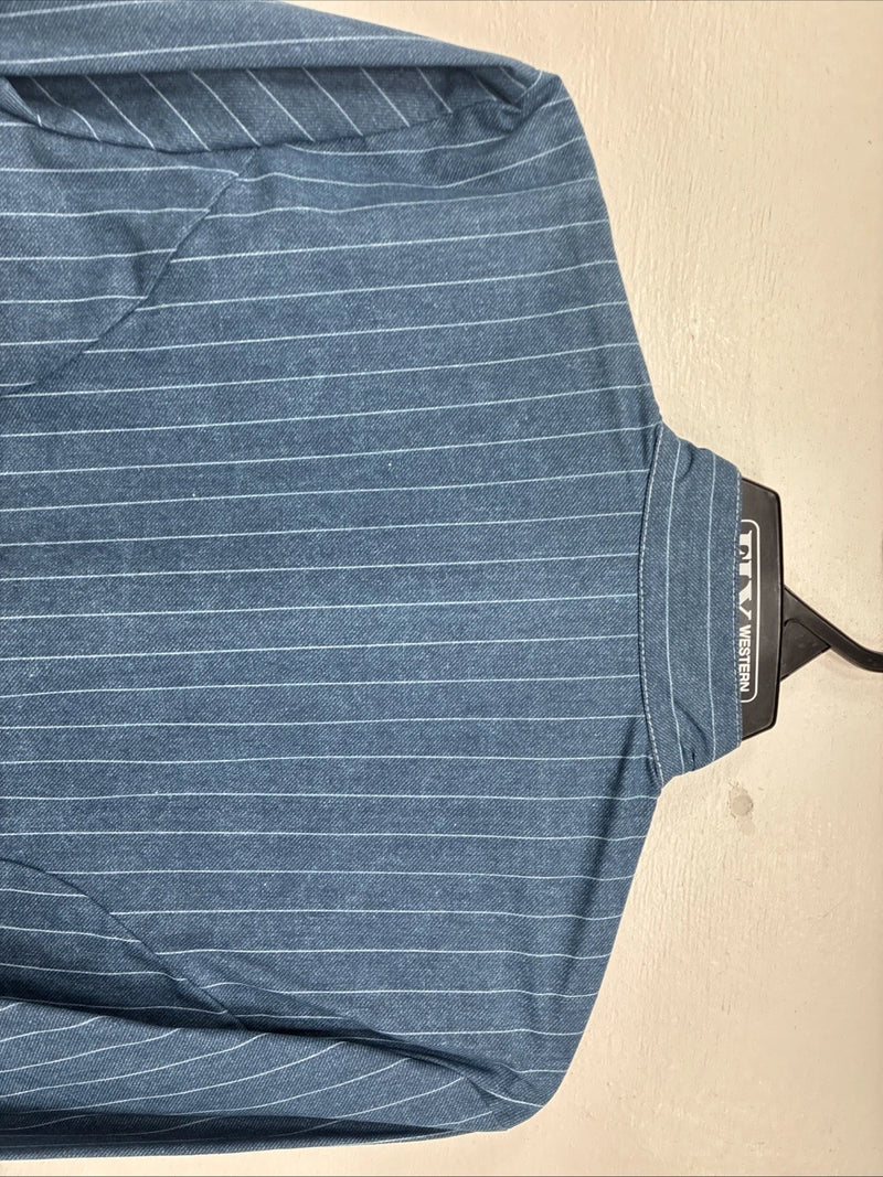 New Women’s Cowboy Threads Blue Stripe Long Sleeve Button Up Size Small KK-57
