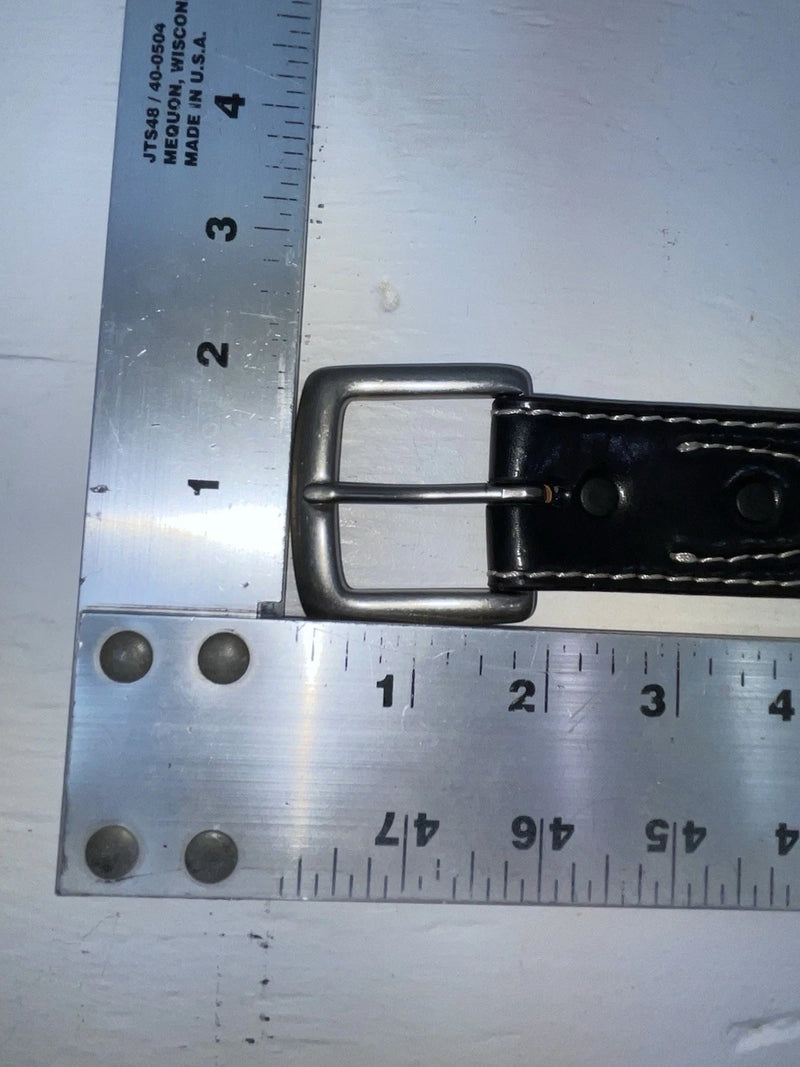 New Black Genuine Leather Badger Stitched 32” Belt #B1340 Z-174