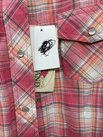 New Women’s Cumberland Pink Plaid Long Sleeve Pearl Snap Medium DD-26