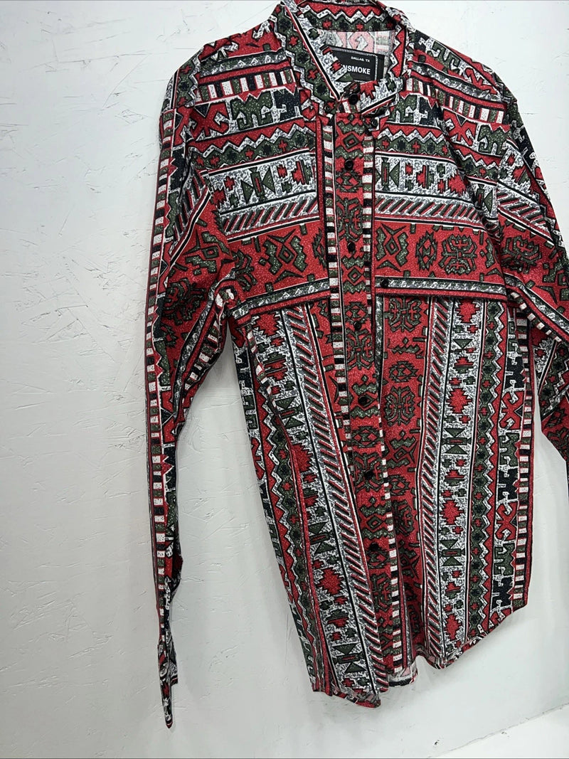 New Men’s Red Green Gunsmoke Button Up Long Sleeve Shirt. Medium I-33