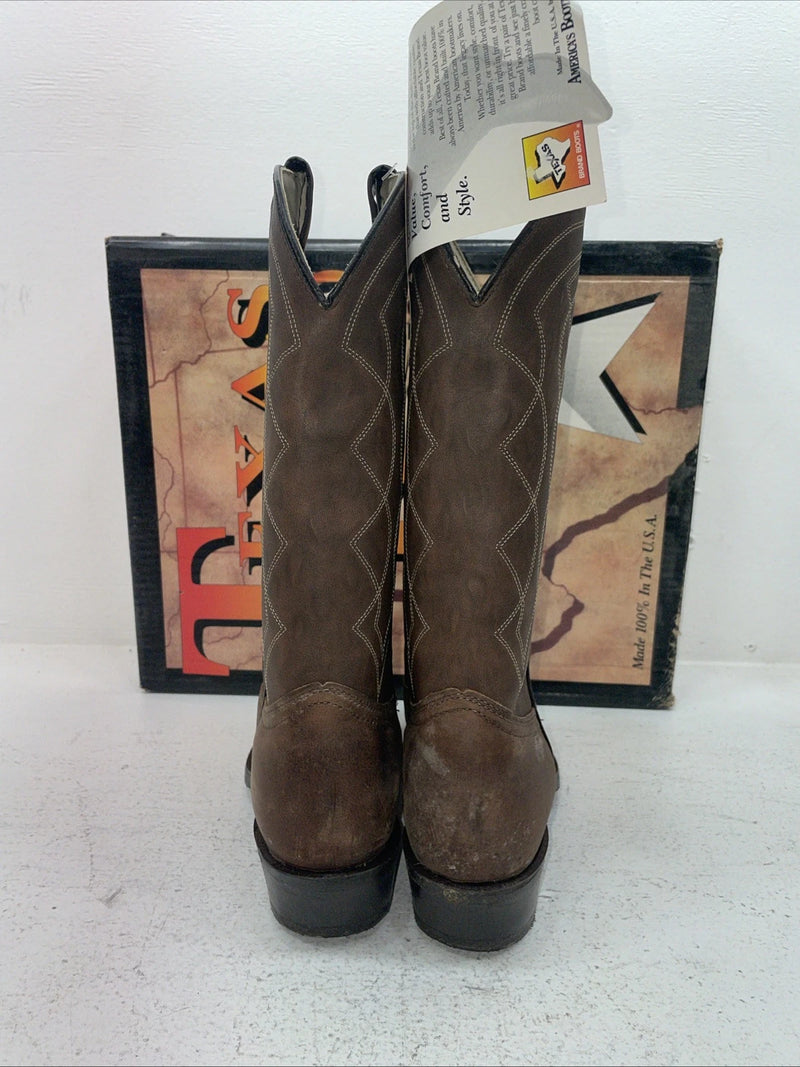 New Men’s Brown Texas Brand Cowboy Boots. 8947 9.5 9 1/2 D. 5-14