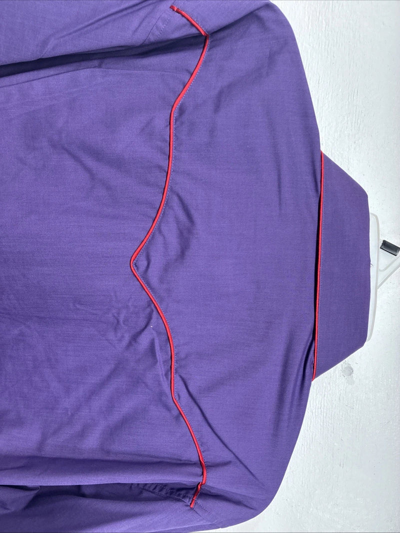 New Women’s White Horse Purple Long Sleeve Pearl Snap Size Large KK-58