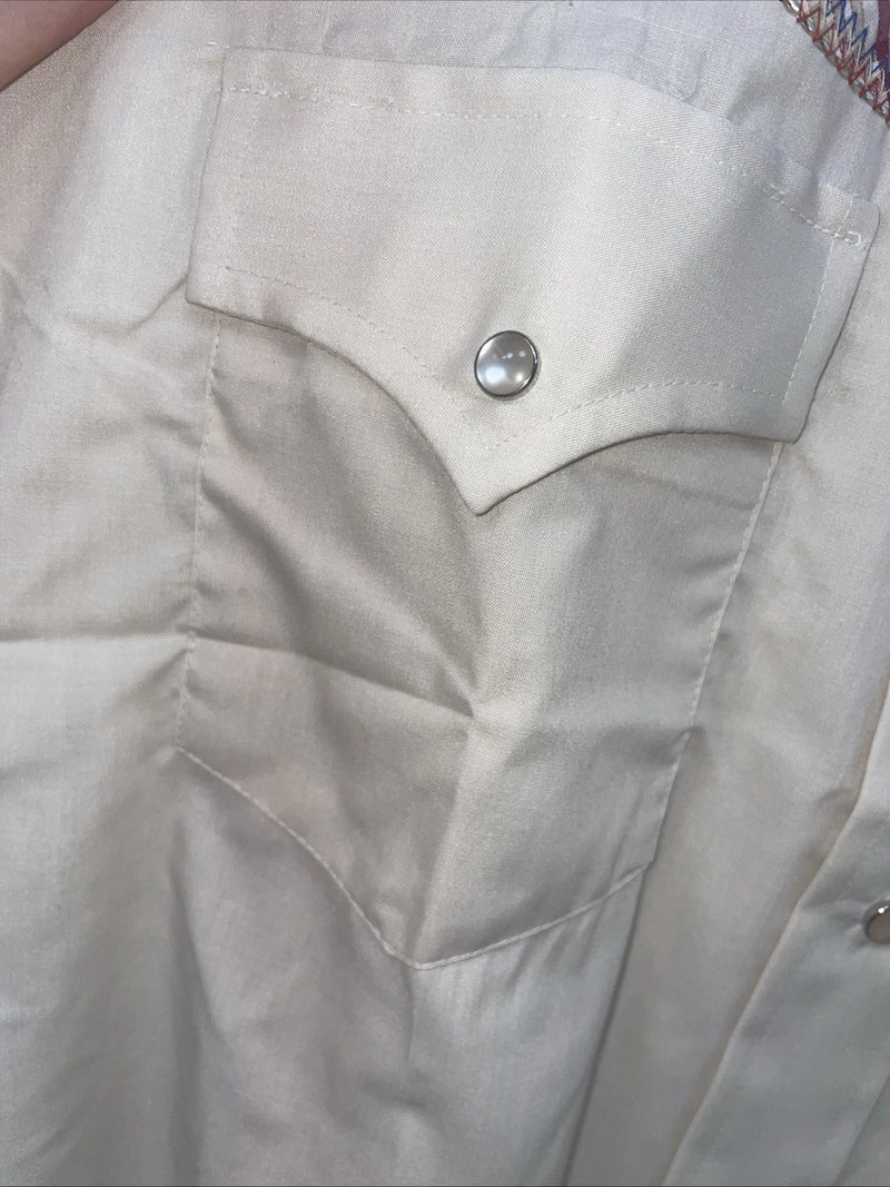 New Men’s Champion Western Tan Long Sleeve Pearl Snap 15.5 X 34 Medium B-111