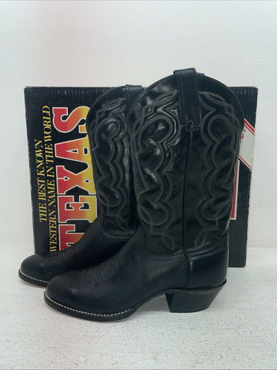 New Men’s Black Texas Brand Cowboy Boots. M 610 8.5 8 1/2 D. 3-121