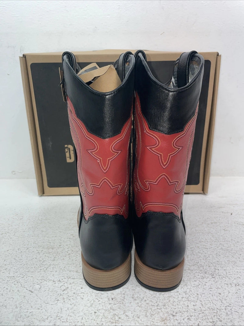 New Youth Black DBL Barrel Cowboy Boots. 4472001 5.5 5 1/2. 2-104