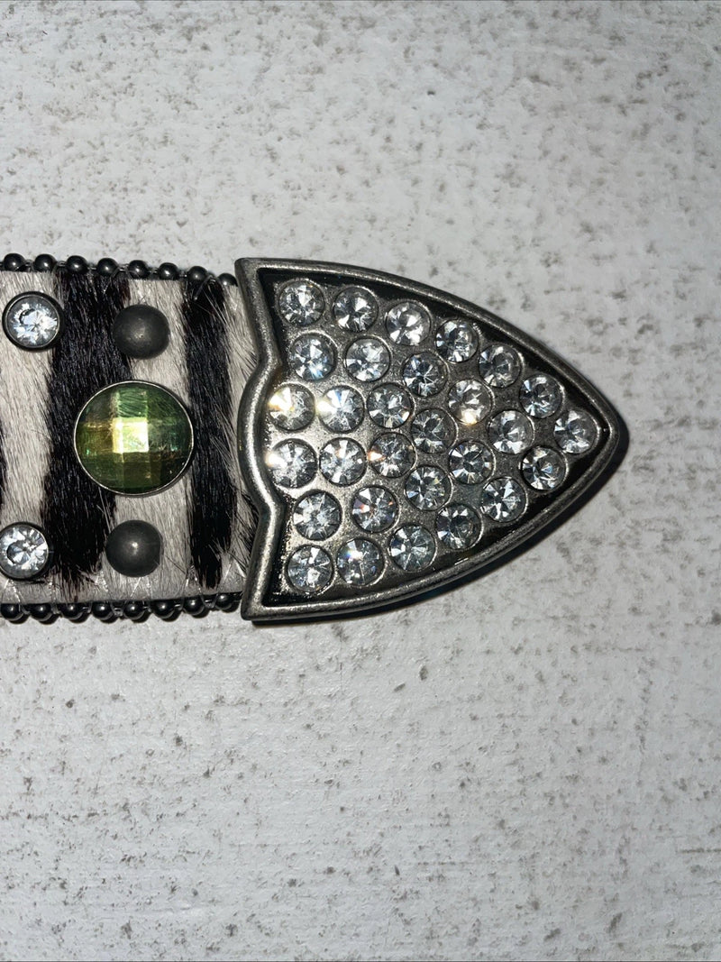 New Black And White Genuine Leather Nocona Rainbow Bling M Belt #N1330999 Z-27