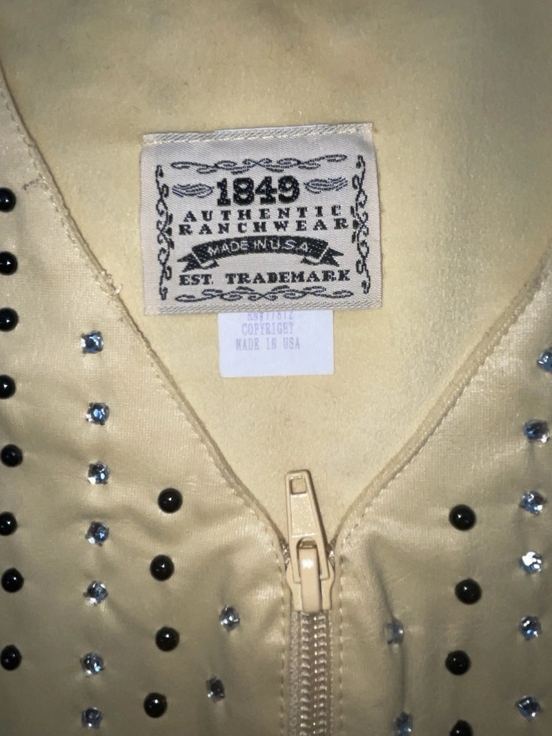New Women Yellow With Bling 1849 Cut Off Zip Up Vest S #77872 3B-65