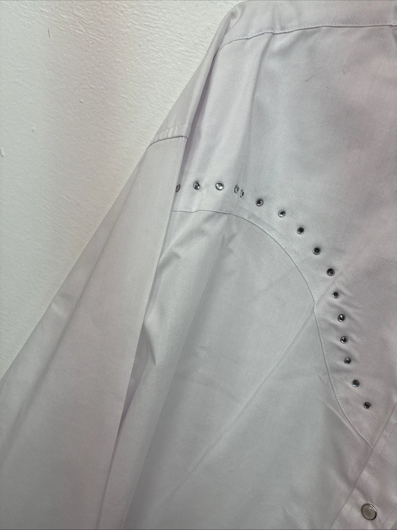 New Women’s White Horse White Gem Long Sleeve Pearl Snap 2XL GG-51
