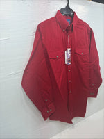 New Men’s Wrangler Red Western Long Sleeve Button Up 16.5 X 34 Large V-61