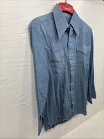 New Men’s Champion Western Blue Jean Long Sleeve Pearl Snap 16.5 Large AA-26