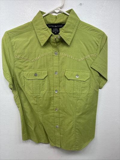 New Women’s Gordon James Green Short Sleeve Button Up Medium KK-19