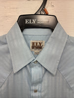 New Men’s ELY Cattleman Blue Stripe Long Sleeve Pearl Snap Medium J-81