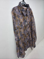 New Women’s Cumberland Purple Yellow Print Long Sleeve Pearl Snap 3XL GG-41