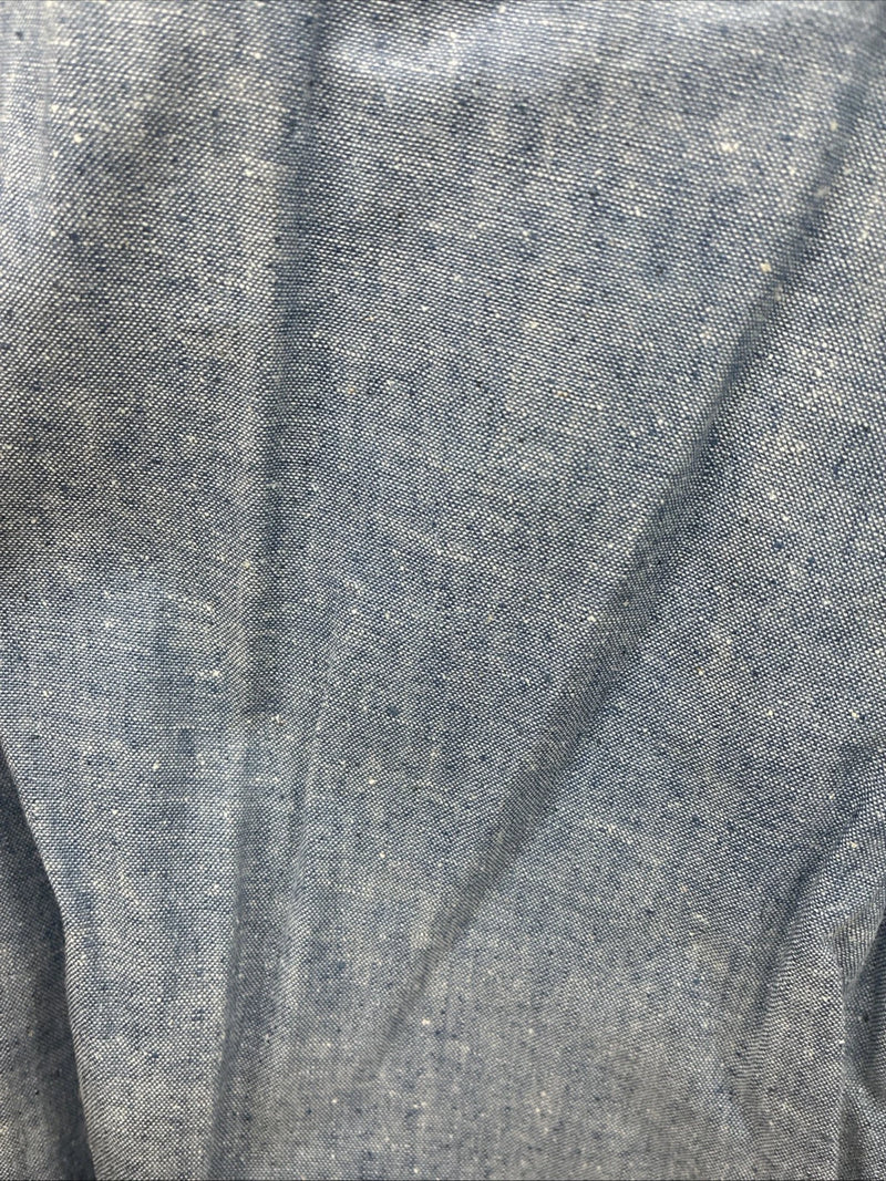 New Men’s Blue Jean Yellow Design Long Sleeve Pearl Snap 16.5 X 34 Large V-95