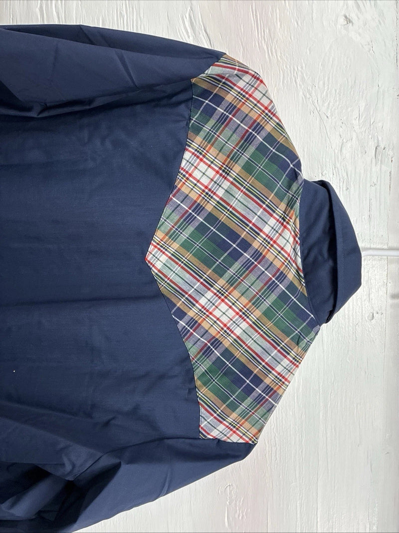 New Men’s Western Shirt Blue Plaid Long Sleeve Pearl Snap 15 X 33 Medium T-93