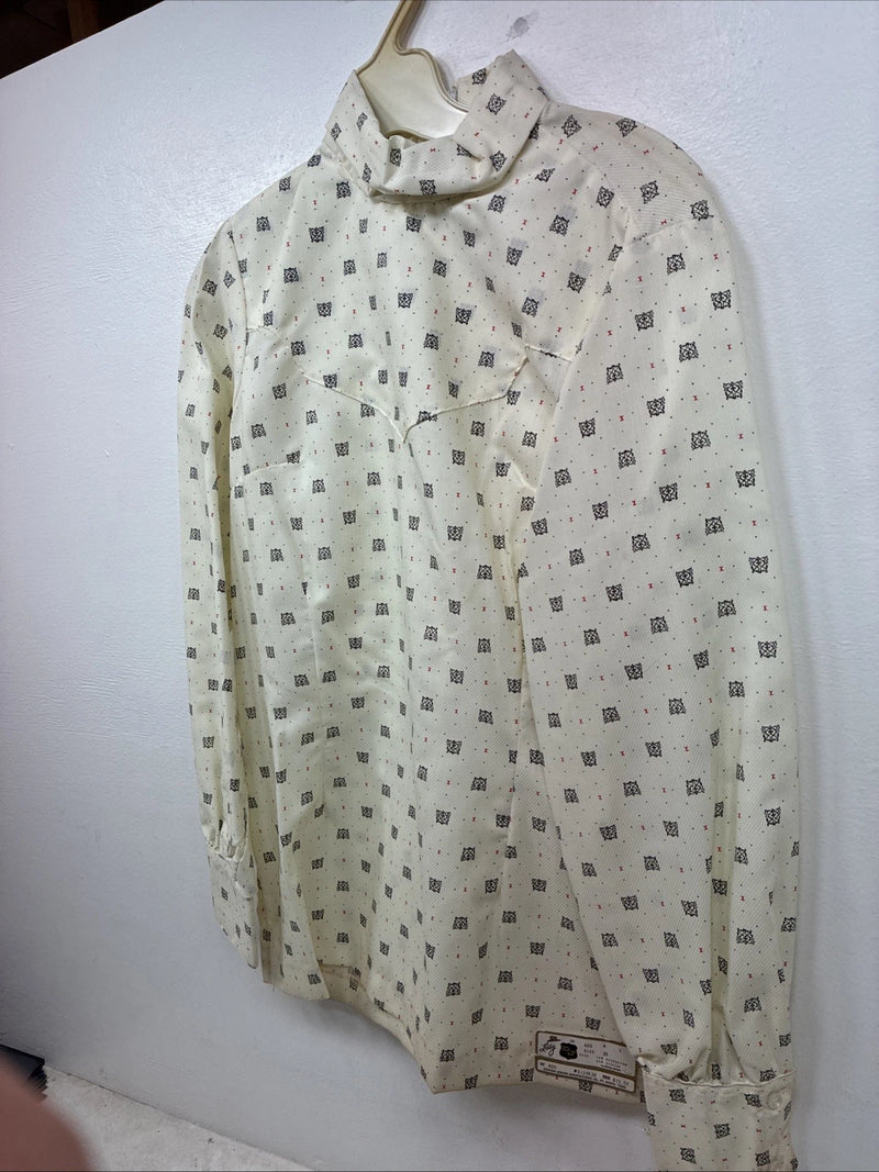 New Women’s Lady DJ Yellow Design Long Sleeve Zip Up Show Shirt Size 36 TT-129