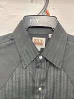 New Men’s ELY Cattleman black Stripe Long Sleeve Pearl Snap Medium J-94