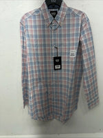 New Men’s Blue Red Plaid ELY Cattleman Button Up Long Sleeve Shirt. M P-42