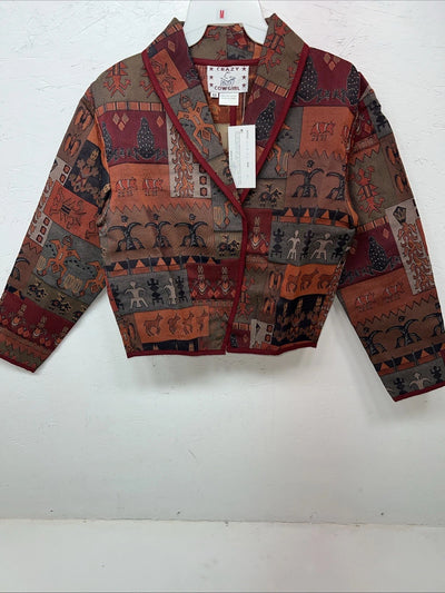New Women’s Multicolor Crazy Cowgirl Short Jacket Medium #ccJ53 WW-16