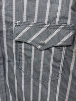 New Men’s Moonshine Spirit Gray Stripe Long Sleeve Pearl Snap Medium K-71