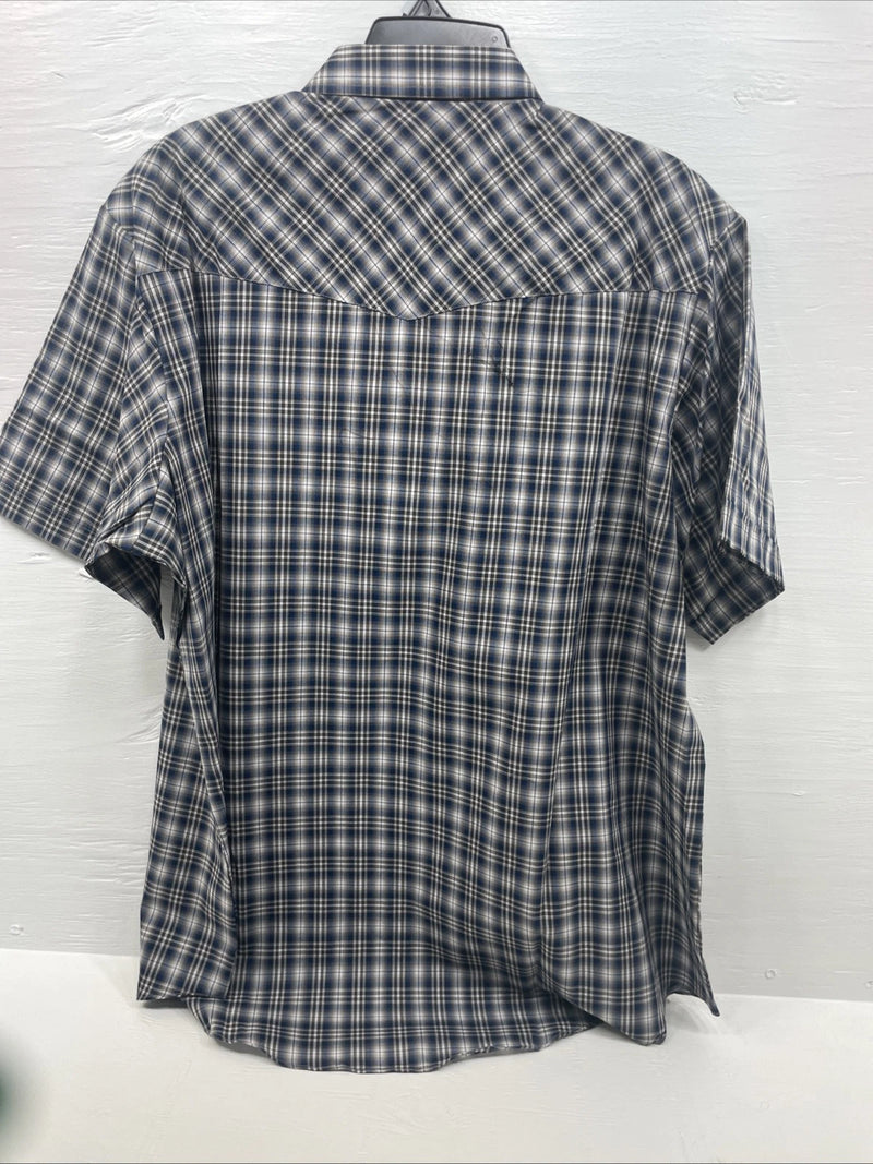 New Men’s ELY cattleman Blue Short Sleeve Pearl Snap 3XL E-27
