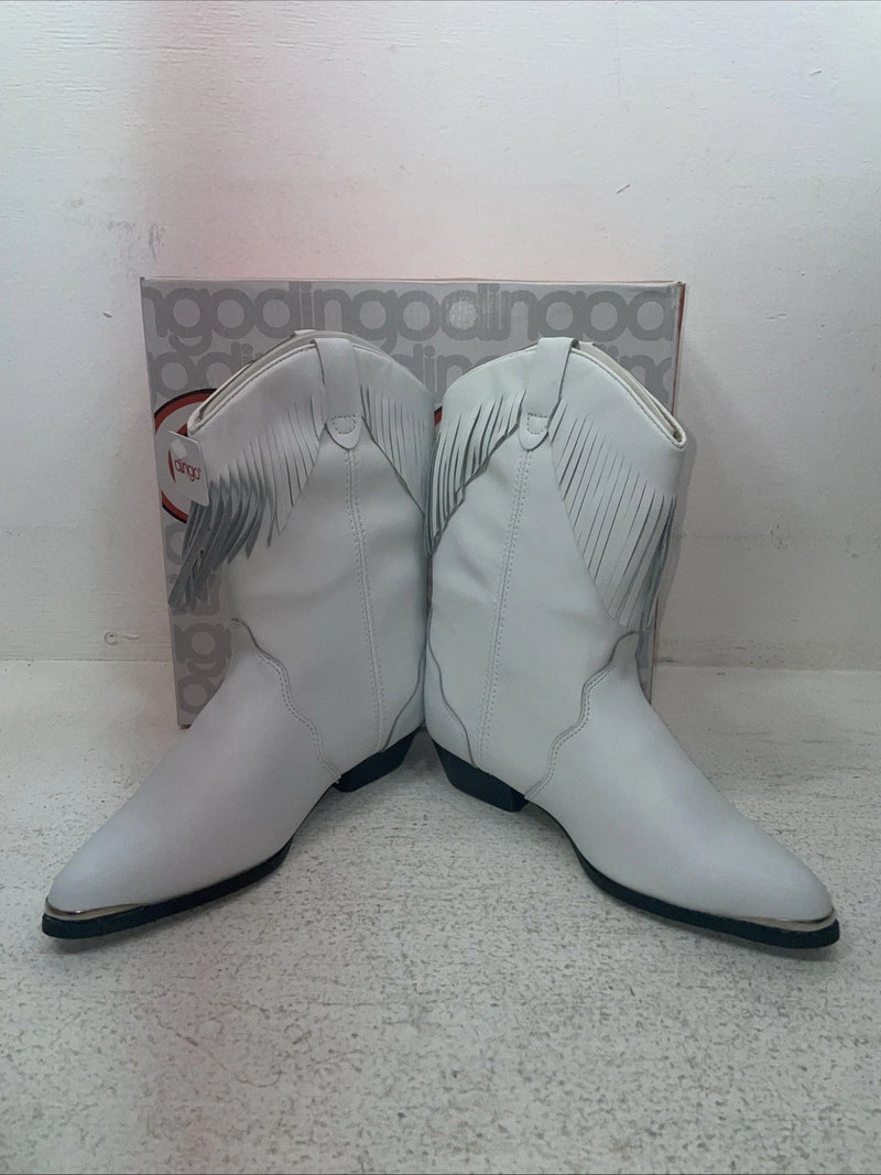 New Youth White With Fringe Dingo Cowboy Boots. C 3221 4 D. 2-144