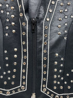 New Women’s 1848 RanchWear Black Rhinestone Sleeveless Vest Zip Up XS YY-38