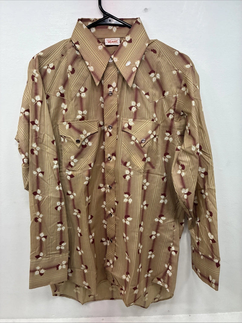 New Women’s ELY Plains Yellow Red Floral Long Sleeve Pearl Snap 16 X 33 II-9