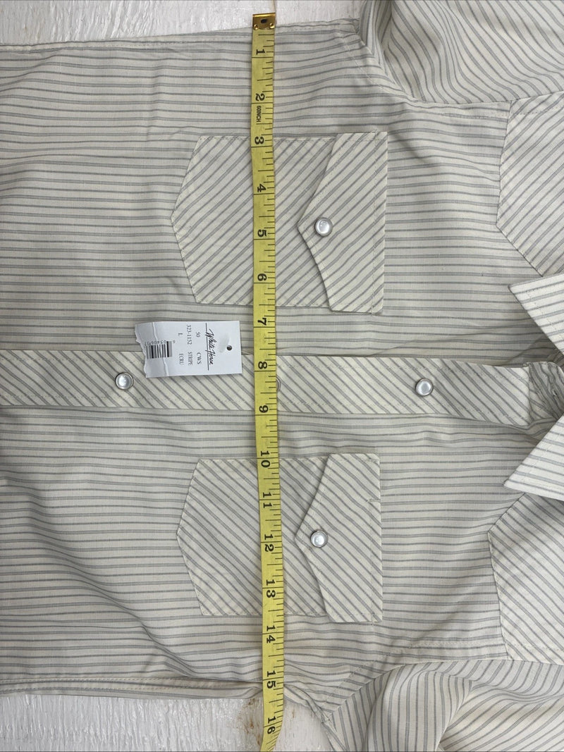 New Kids White Horse Yellow Stripe Long Sleeve Pearl Snap Large DD-55